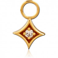 STERLING SILVER 925 GOLD PVD JEWELED SLIDING CHARM FOR HINGED SEGMENT RING
