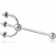 SURGICAL STEEL TRIDENT EAR BARBELL PIERCING
