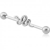 SURGICAL STEEL INDUSTRIAL BARBELL WITH ADJUSTABLE SLIDING CHARM PIERCING