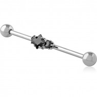 SURGICAL STEEL JEWELED INDUSTRIAL BARBELL PIERCING