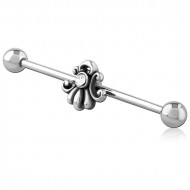 SURGICAL STEEL INDUSTRIAL BARBELL ADJUSTABLE SLIDING CHARM PIERCING