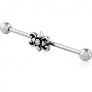 SURGICAL STEEL INDUSTRIAL BARBELL ADJUSTABLE SLIDING CHARM PIERCING