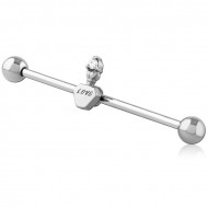 SURGICAL STEEL INDUSTRIAL BARBELL ADJUSTABLE SLIDING CHARM PIERCING