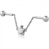 SURGICAL STEEL INDUSTRIAL BARBELL CHARM PIERCING