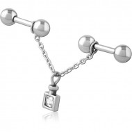 SURGICAL STEEL INDUSTRIAL BARBELL PIERCING