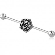 SURGICAL STEEL INDUSTRIAL BARBELL - FLOWER PIERCING