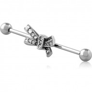 SURGICAL STEEL INDUSTRIAL BARBELL WITH SLIDING CHARM PIERCING