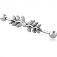 SURGICAL STEEL INDUSTRIAL BARBELL WITH SLIDING CHARM PIERCING