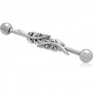 SURGICAL STEEL INDUSTRIAL BARBELL WITH SLIDING CHARM PIERCING