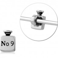 SURGICAL STEEL ADJUSTABLE SLIDING CHARM FOR INDUSTRIAL BARBELL PIERCING