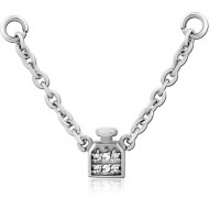 SURGICAL STEEL JEWELED CHARM FOR INDUSTRIAL BARBELL PIERCING