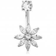 SURGICAL STEEL INTERNALLY THREADED DOUBLE JEWELED NAVEL BANANA