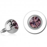 SURGICAL STEEL SWAROVSKI CRYSTAL JEWELLED BALL FOR 1.6MM INTERNALLY THREADED PIN PIERCING