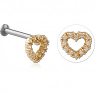 14K GOLD JEWELED ATTACHMENT FOR 1.2MM INTERNALLY THREADED PINS