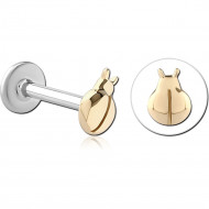 14K YELLOW GOLD TOP WITH SURGICAL STEEL INTERNAL LABRET BUNNY SILHOUETTE