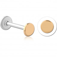 14K YELLOW GOLD TOP WITH SURGICAL STEEL INTERNAL LABRET FLAT DISC