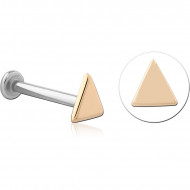 14K YELLOW GOLD TOP WITH SURGICAL STEEL INTERNAL LABRET SIMPLE TRIANGLE