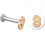 14K GOLD ATTACHMENT WITH SURGICAL STEEL INTERNALLY THREADED MICRO LABRET PIN PIERCING