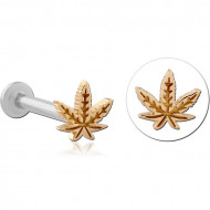 14K GOLD ATTACHMENT WITH SURGICAL STEEL INTERNALLY THREADED MICRO LABRET PIN PIERCING