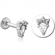 SURGICAL STEEL INTERNALLY THREADED JEWELLED MICRO LABRET PIERCING