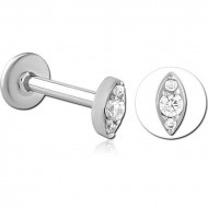 SURGICAL STEEL INTERNALLY THREADED JEWELLED MICRO LABRET