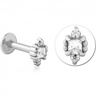 SURGICAL STEEL INTERNALLY THREADED JEWELLED MICRO LABRET