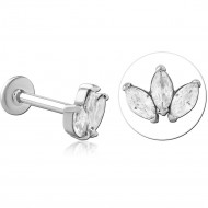 SURGICAL STEEL INTERNALLY THREADED JEWELED MICRO LABRET