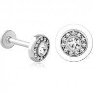 SURGICAL STEEL INTERNALLY THREADED JEWELED MICRO LABRET PIERCING