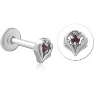 SURGICAL STEEL INTERNALLY THREADED JEWELED MICRO LABRET PIERCING