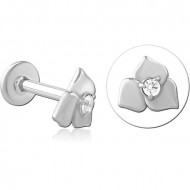 SURGICAL STEEL INTERNALLY THREADED JEWELED MICRO LABRET PIERCING