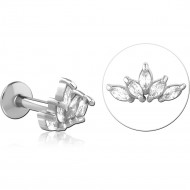 SURGICAL STEEL INTERNALLY THREADED JEWELED MICRO LABRET