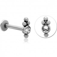 SURGICAL STEEL INTERNALLY THREADED JEWELED MICRO LABRET PIERCING