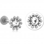 SURGICAL STEEL INTERNALLY THREADED JEWELED MICRO LABRET