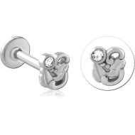 SURGICAL STEEL INTERNALLY THREADED JEWELED MICRO LABRET