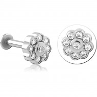 SURGICAL STEEL INTERNALLY THREADED JEWELLED MICRO LABRET