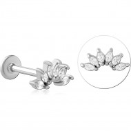 SURGICAL STEEL INTERNALLY THREADED JEWELLED MICRO LABRET