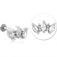 SURGICAL STEEL INTERNALLY THREADED JEWELED MICRO LABRET