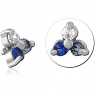 SURGICAL STEEL JEWELED MICRO ATTACHMENT FOR 1.2MM INTERNALLY THREADED PINS PIERCING