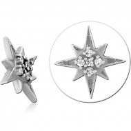 SURGICAL STEEL JEWELED MICRO ATTACHMENT FOR 1.2MM INTERNALLY THREADED PINS PIERCING