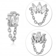 SURGICAL STEEL JEWELED MICRO ATTACHMENT FOR 1.2MM INTERNALLY THREADED PINS