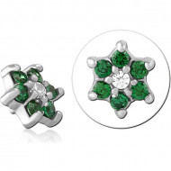 SURGICAL STEEL JEWELLED MICRO ATTACHMENT FOR 1.2MM INTERNALLY THREADED PINS - FLOWER PIERCING