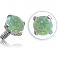 SURGICAL STEEL ROUND PRONG SET SYNTHETIC OPAL FOR 1.6MM INTERNALLY THREADED PINS PIERCING