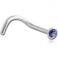 SURGICAL STEEL OPTIMA CRYSTAL JEWELLED CURVED NOSE STUD