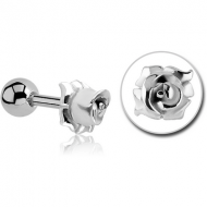 SURGICAL STEEL TRAGUS MICRO BARBELL - FLOWER PIERCING