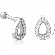 SURGICAL STEEL JEWELED TRAGUS MICRO BARBELL PIERCING