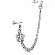 SURGICAL STEEL JEWELED TRAGUS MICRO BARBELLS CHAIN LINKED PIERCING