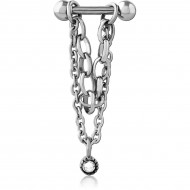 SURGICAL STEEL MICRO BARBELL WITH CHAIN PIERCING