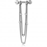 SURGICAL STEEL MICRO BARBELL WITH CHAIN