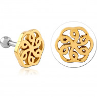 SURGICAL STEEL TWO TONE TRAGUS MICRO BARBELL - FLOWER