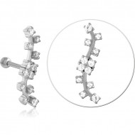 SURGICAL STEEL JEWELED TRAGUS MICRO BARBELL PIERCING